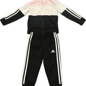 Adidas Toddler Tracksuit in Black Pink and White